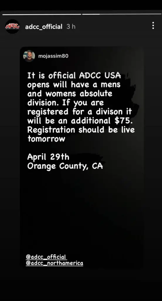 ADCC USA Open Absolute Announcement