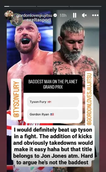 Gordon Ryan Tyson Fury Instagram Story
