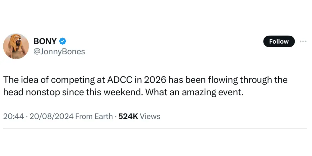 Jon Jones ADCC 2026 Tweet