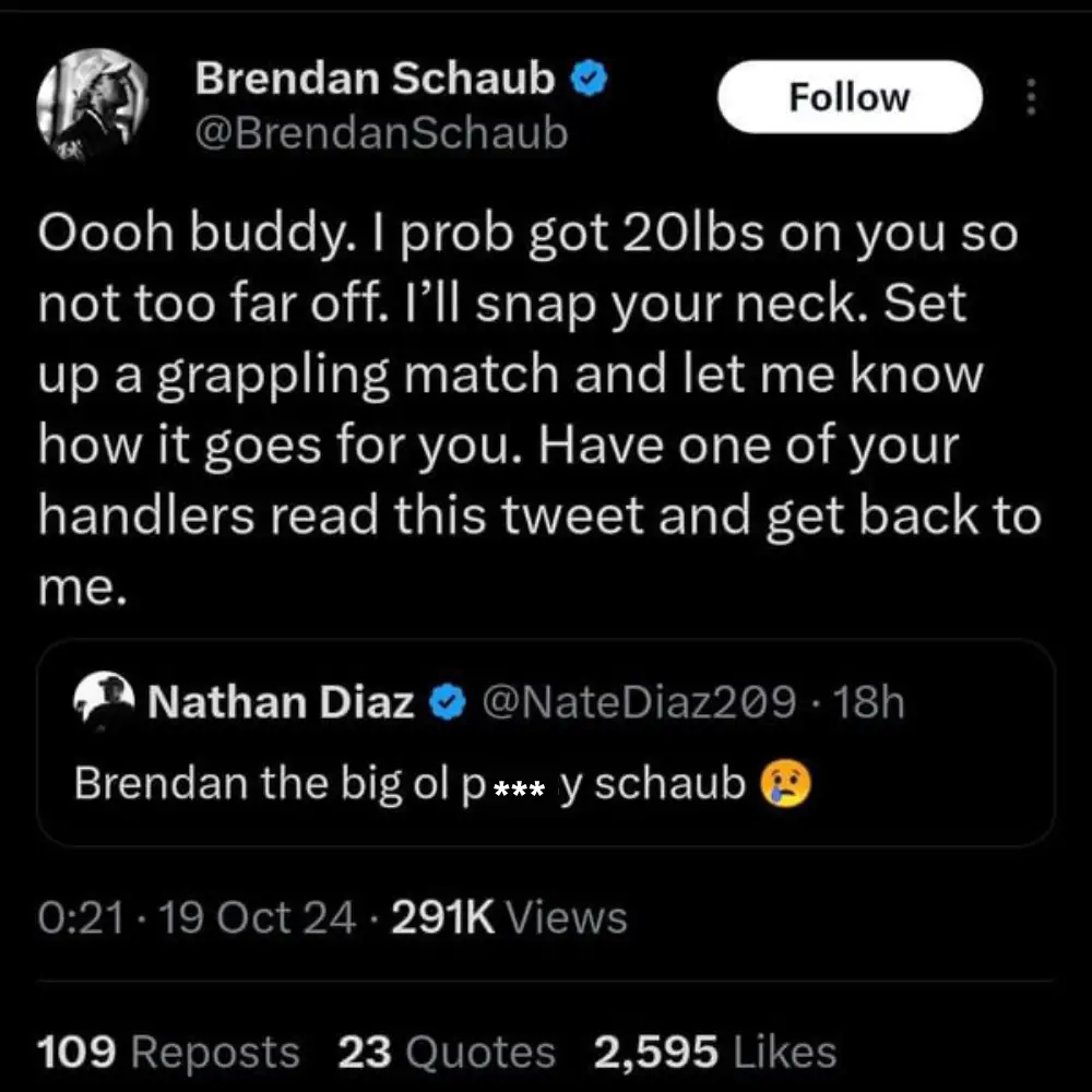 Brendan Schaub Nate Diaz Twitter