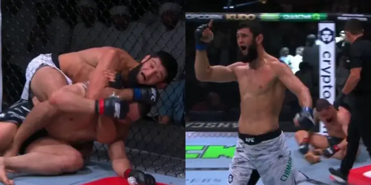 Khamzat Chimaev Dislocates Robert Whittaker’s Jaw With Rear-Naked Choke At UFC 308