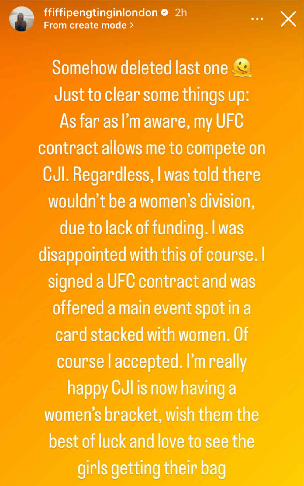 Ffion Davies UFC Contract Comments
