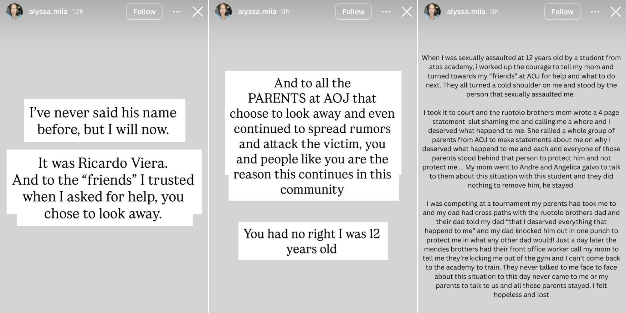 Alyssa Mia ATOS AOJ Ricardo Vieira Allegations